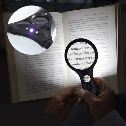 80mm 3X 3 LED Illuminated Magnifying Glass