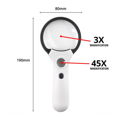 80mm 3X 3 LED Illuminated Magnifying Glass