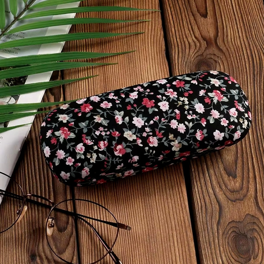 Floral Hard Shell Glasses Case (Black)