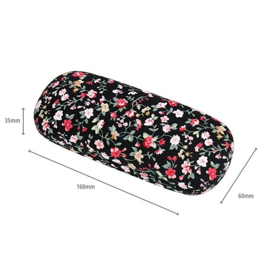 Floral Hard Shell Glasses Case (Black)