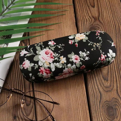 Floral Hard Shell Glasses Case (Black)