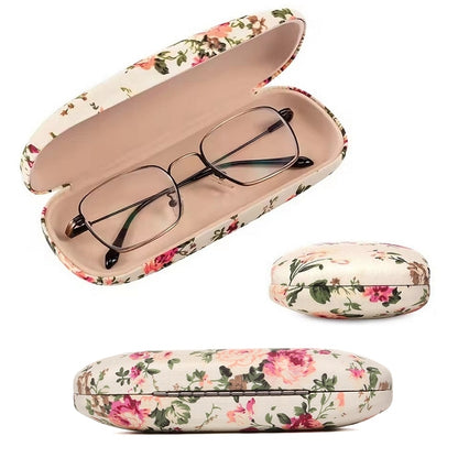 Floral Hard Shell Glasses Case (White)