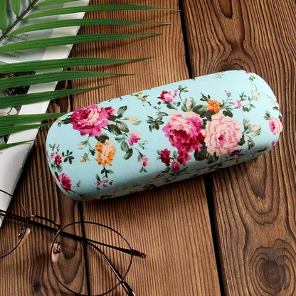 Floral Hard Shell Glasses Case (Blue)