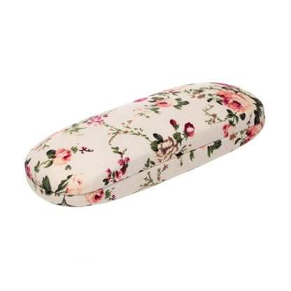 Floral Hard Shell Glasses Case (Cream)